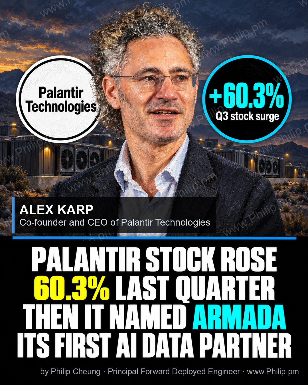 Palantir stock jumped 60.3% last quarter, then it named Armada its first sovereign AI data center partner.
