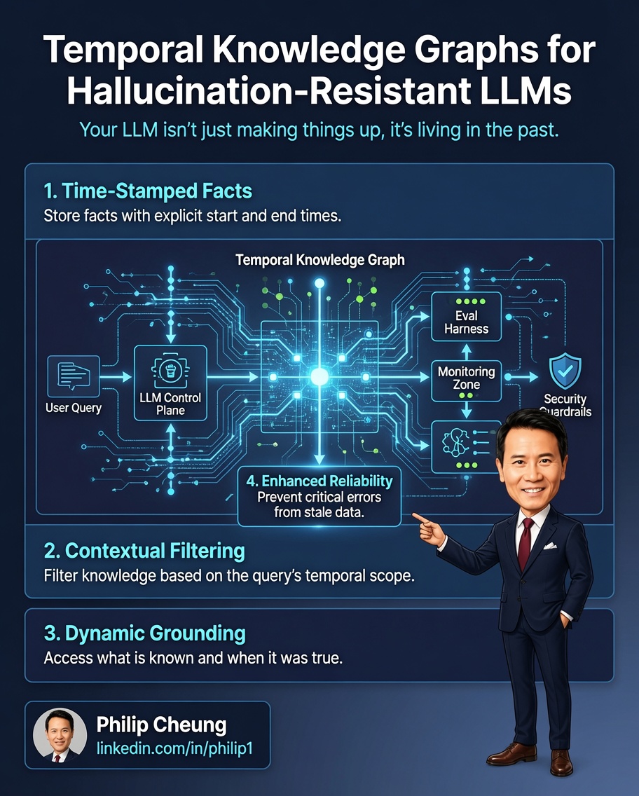 Temporal Knowledge Graphs for Hallucination-Resistant LLMs